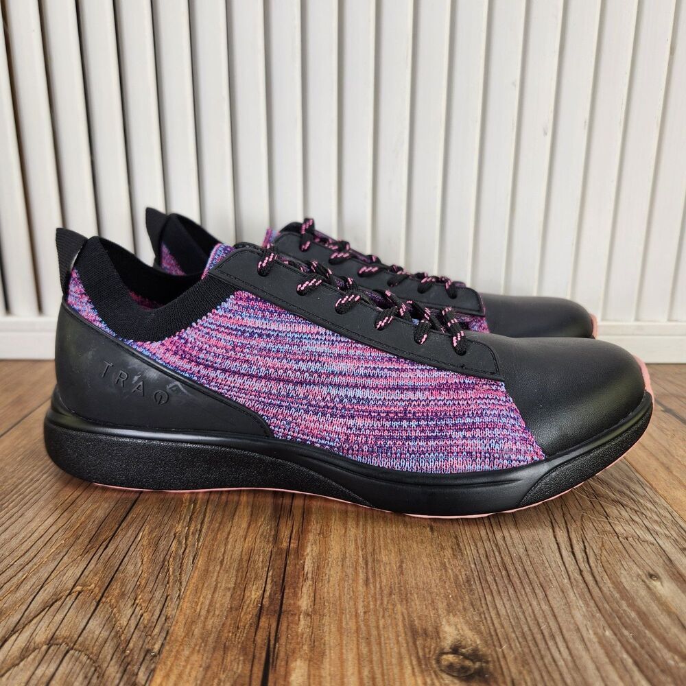 TRAQ by Alegria Qest Womens Sz 7.5 Black Purple Knit Walking Sport Sneaker Shoes